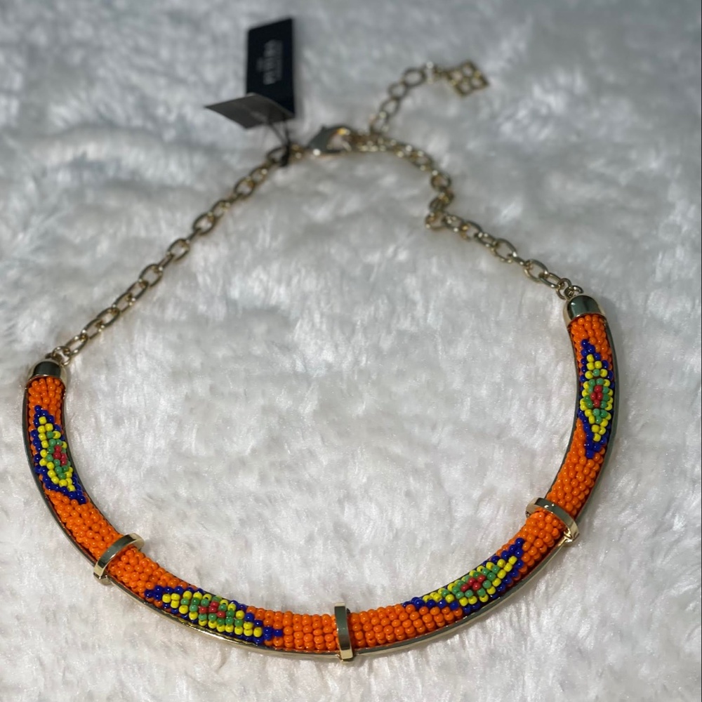 New with Tags - BCBGMaxAzria Orange and Gold Hardware Necklace